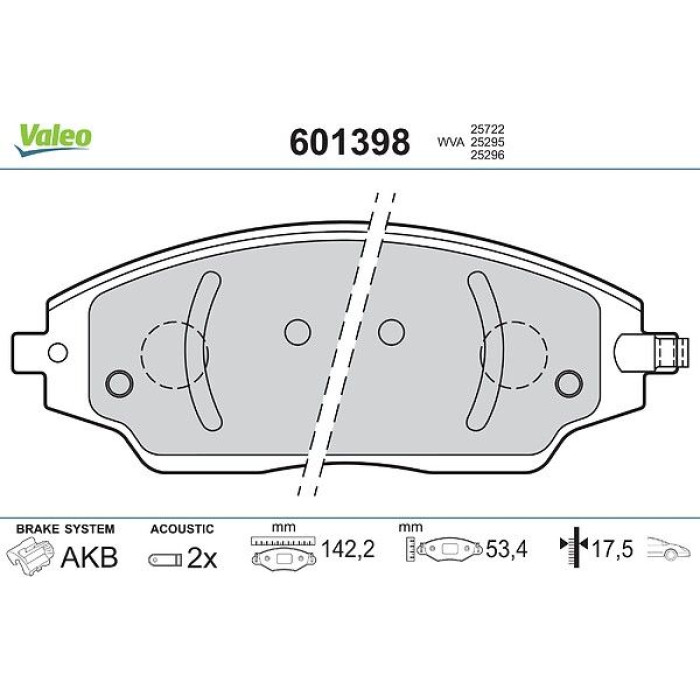 Valeo 601398 Bremsbelagsatz, Scheibenbremse