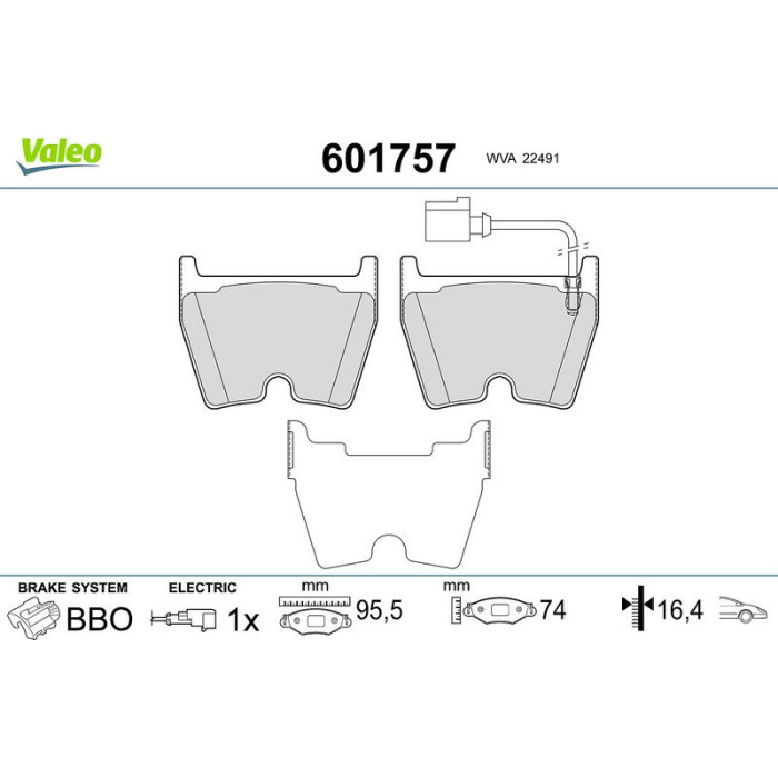Valeo 601757 Bremsbelagsatz, Scheibenbremse Valeo 601757 Bremsbelagsatz, Scheibenbremse