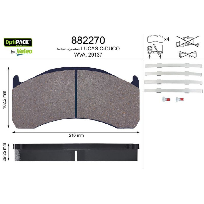 Valeo 882270 Bremsbelagsatz, Scheibenbremse OPTIPACK Valeo 882270 Bremsbelagsatz, Scheibenbremse OPTIPACK