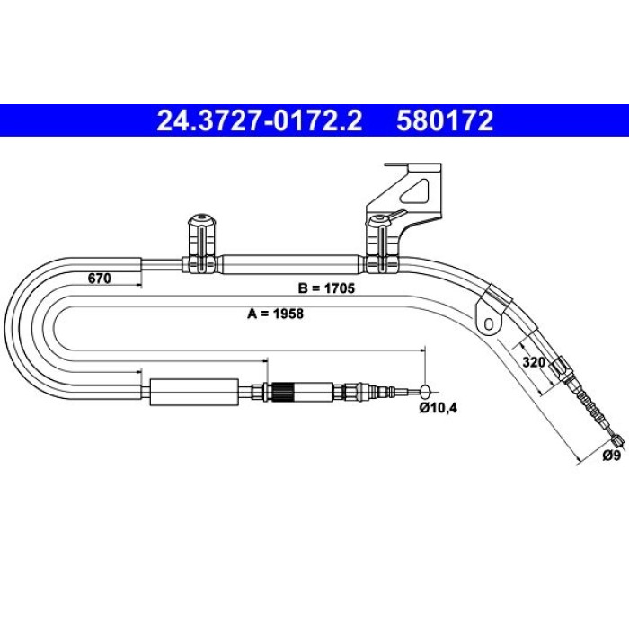 ATE 24.3727-0172.2 Seilzug, Feststellbremse ATE 24.3727-0172.2 Seilzug, Feststellbremse