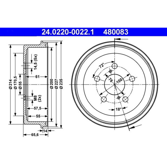 ATE 24.0220-0022.1 Bremstrommel ATE 24.0220-0022.1 Bremstrommel
