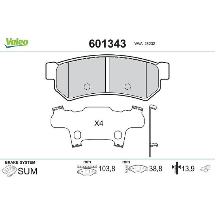 Valeo 601343 Bremsbelagsatz, Scheibenbremse