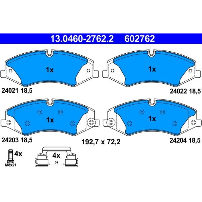 ATE 13.0460-2762.2 Bremsbelagsatz, Scheibenbremse