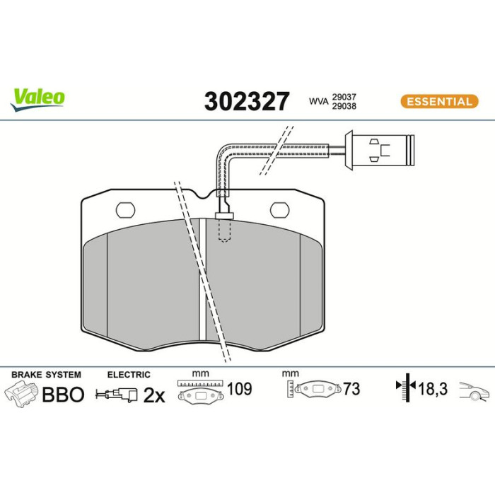 Valeo 302327 Bremsbelagsatz, Scheibenbremse ESSENTIAL