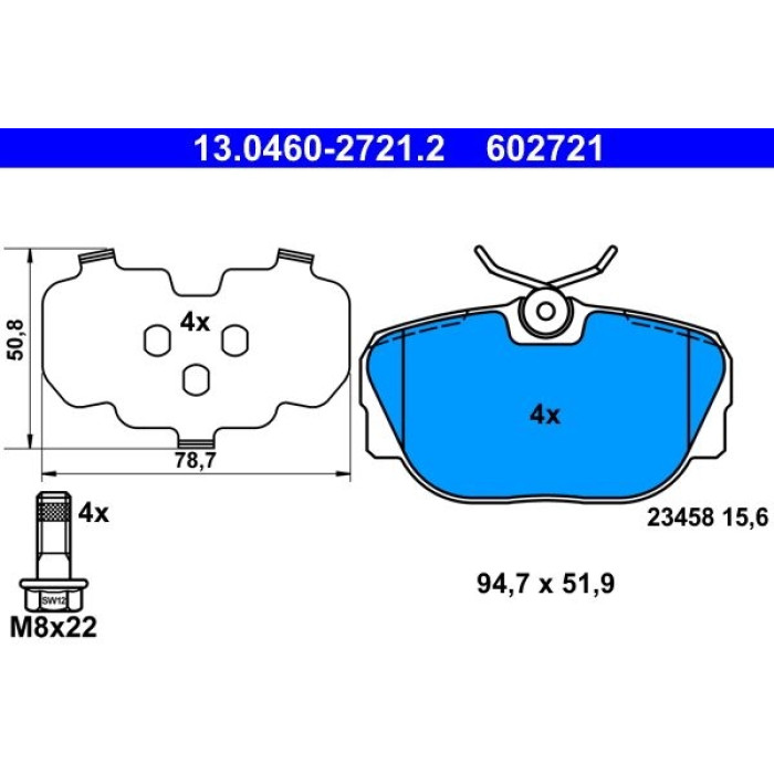 ATE 13.0460-2721.2 Bremsbelagsatz, Scheibenbremse ATE 13.0460-2721.2 Bremsbelagsatz, Scheibenbremse