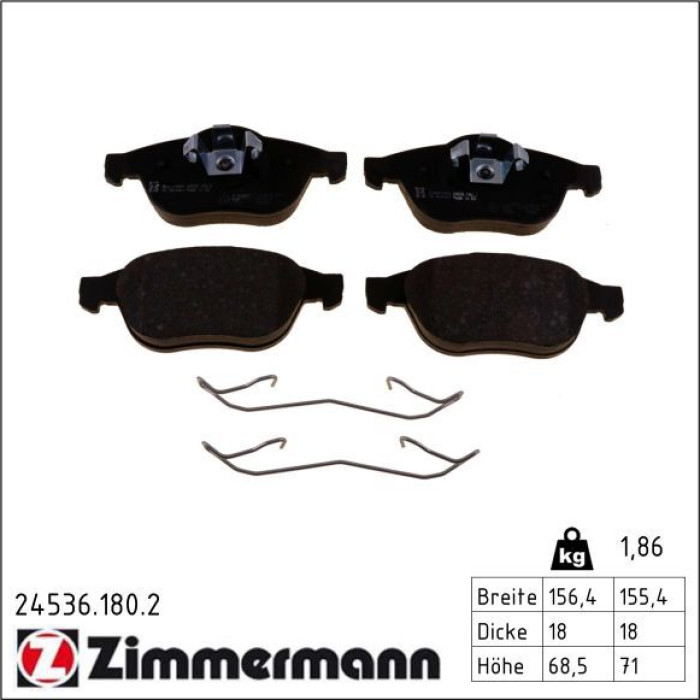 Zimmermann 24536.180.2 Bremsbelagsatz, Scheibenbremse Zimmermann 24536.180.2 Bremsbelagsatz, Scheibenbremse