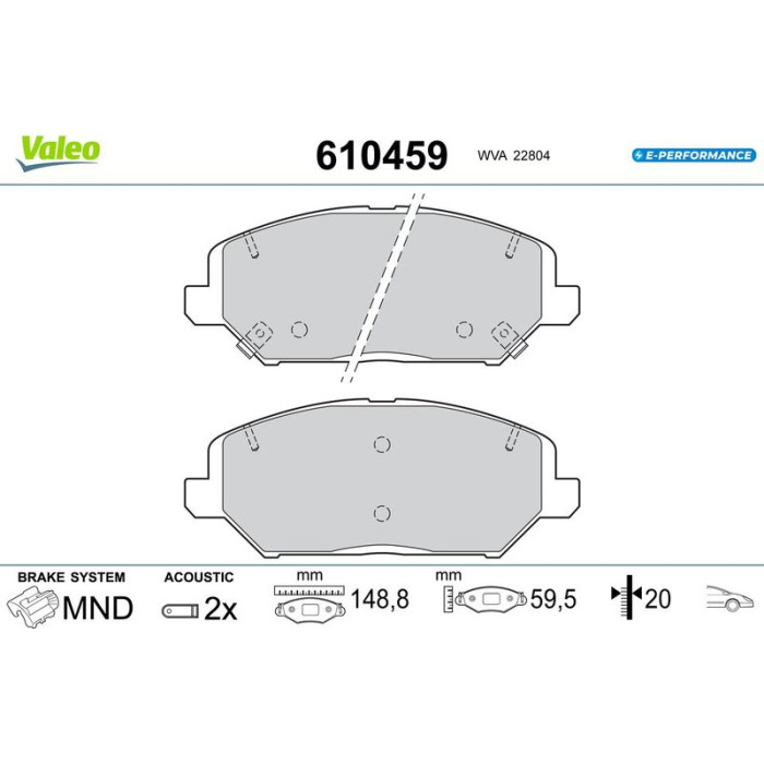 Valeo 610459 Bremsbelagsatz, Scheibenbremse E-PERFORMANCE Valeo 610459 Bremsbelagsatz, Scheibenbremse E-PERFORMANCE