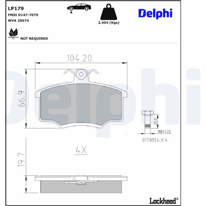 Delphi LP179 Bremsbelagsatz, Scheibenbremse Delphi LP179 Bremsbelagsatz, Scheibenbremse
