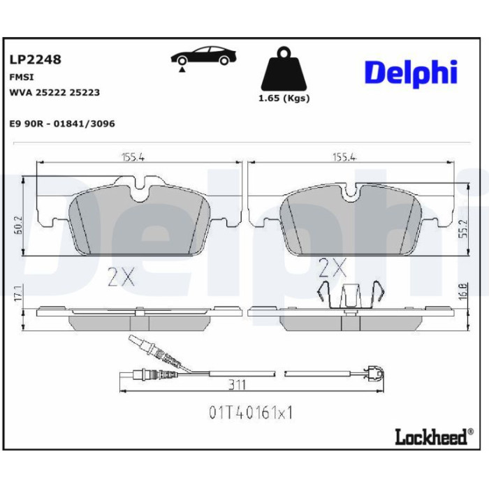 Delphi LP2248 Bremsbelagsatz, Scheibenbremse Delphi LP2248 Bremsbelagsatz, Scheibenbremse