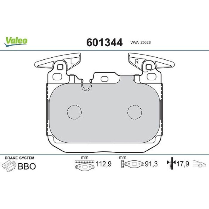 Valeo 601344 Bremsbelagsatz, Scheibenbremse