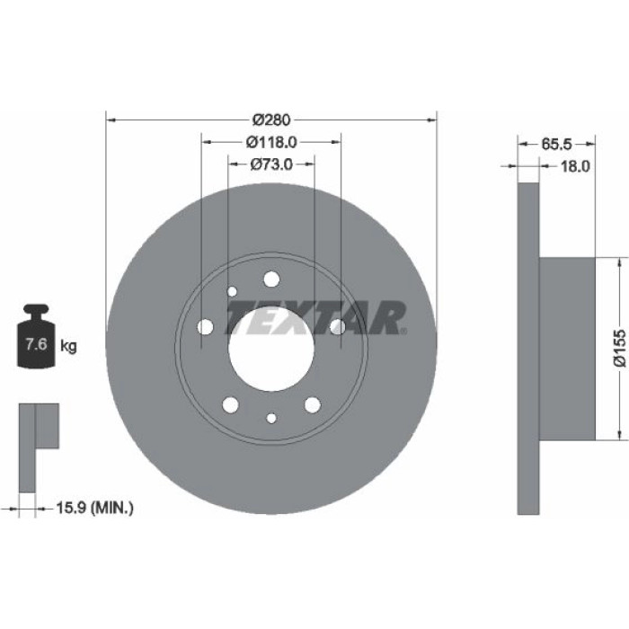 Textar 92073703 Bremsscheibe PRO Textar 92073703 Bremsscheibe PRO