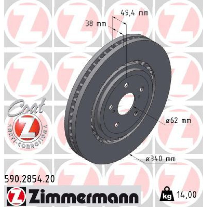 Zimmermann 590.2854.20 Bremsscheibe Coat Z Zimmermann 590.2854.20 Bremsscheibe Coat Z