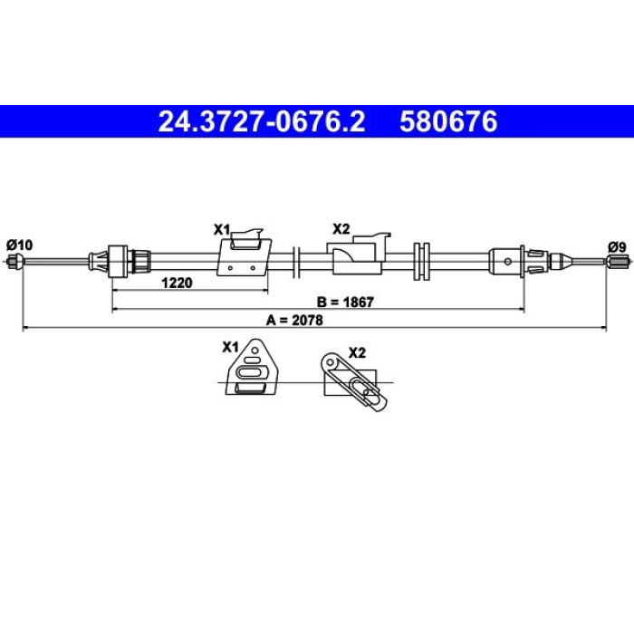 ATE 24.3727-0676.2 Seilzug, Feststellbremse