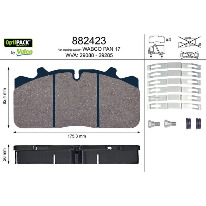 Valeo 882423 Bremsbelagsatz, Scheibenbremse SMARTPACK