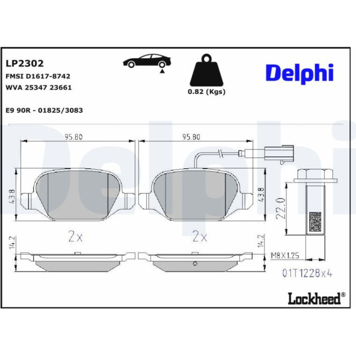 Delphi LP2302 Bremsbelagsatz, Scheibenbremse Delphi LP2302 Bremsbelagsatz, Scheibenbremse