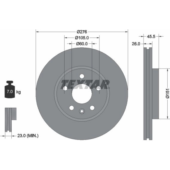 Textar 92198903 Bremsscheibe PRO Textar 92198903 Bremsscheibe PRO