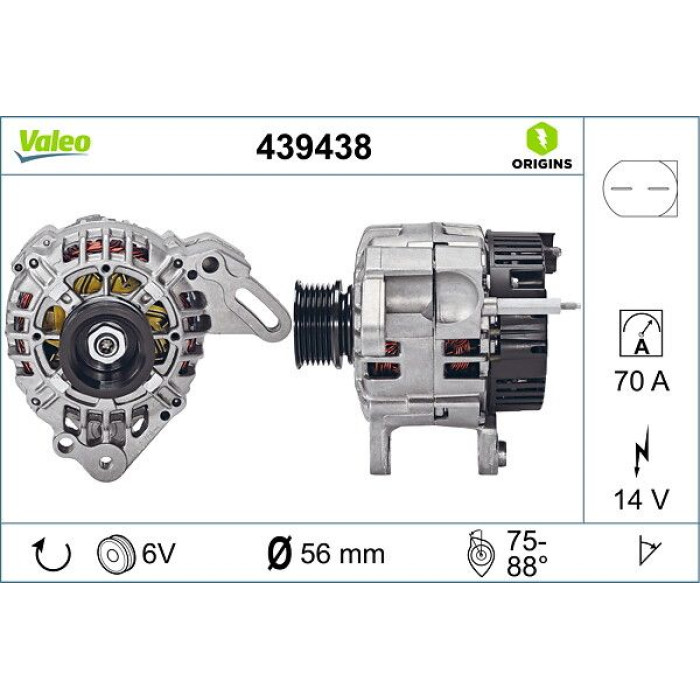 Valeo 439438 Generator ORIGINS - NEW O.E. TECHNOLOGIE Valeo 439438 Generator ORIGINS - NEW O.E. TECHNOLOGIE