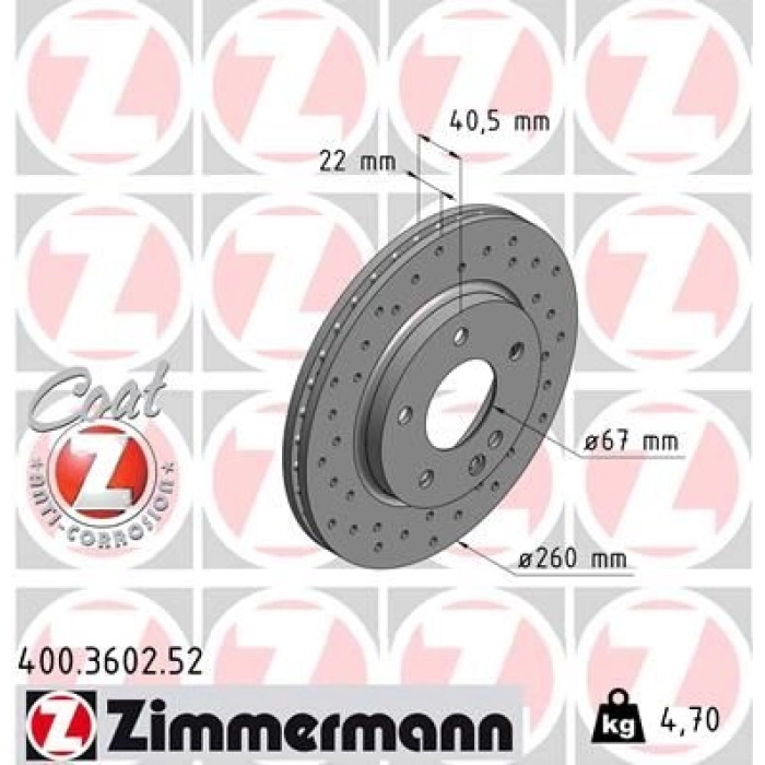 Zimmermann 400.3602.52 Bremsscheibe SPORT Z Zimmermann 400.3602.52 Bremsscheibe SPORT Z