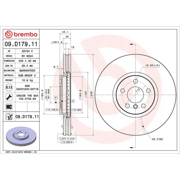 Brembo 09.D179.11 Bremsscheibe PRIME LINE - UV Coated Brembo 09.D179.11 Bremsscheibe PRIME LINE - UV Coated