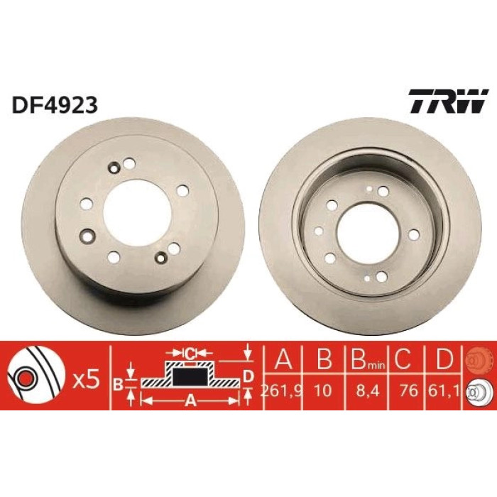 TRW DF4923 Bremsscheibe TRW DF4923 Bremsscheibe