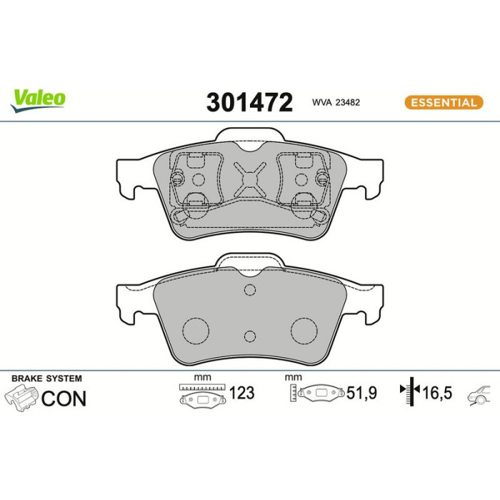 Valeo 301472 Bremsbelagsatz, Scheibenbremse ESSENTIAL Valeo 301472 Bremsbelagsatz, Scheibenbremse ESSENTIAL