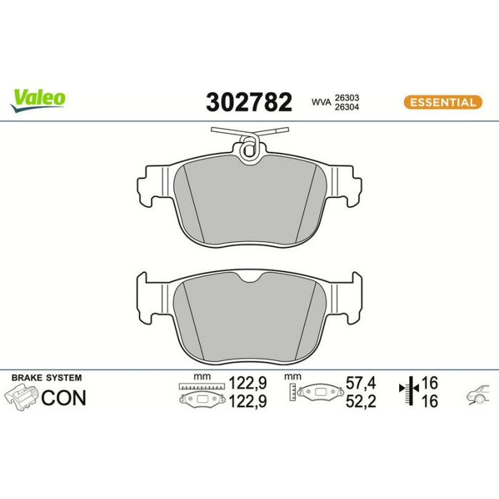 Valeo 302782 Bremsbelagsatz, Scheibenbremse ESSENTIAL