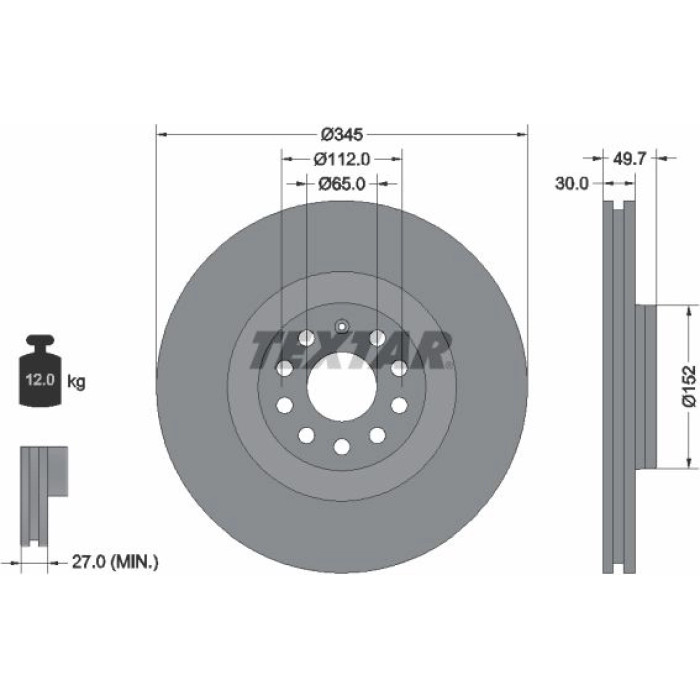 Textar 92120603 Bremsscheibe PRO Textar 92120603 Bremsscheibe PRO