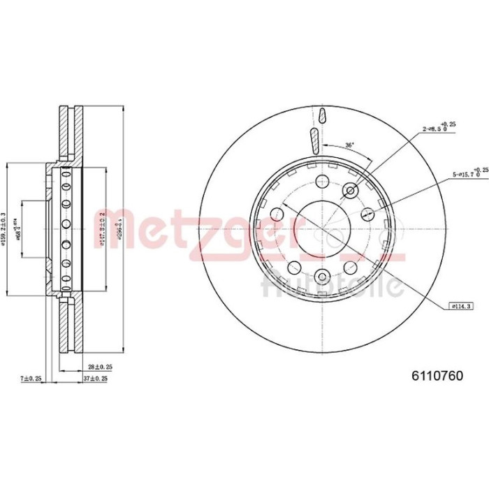 Metzger 6110760 Bremsscheibe Metzger 6110760 Bremsscheibe