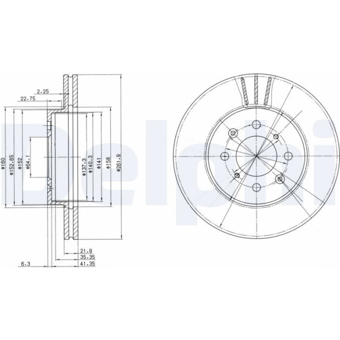 Delphi BG2615 Bremsscheibe Delphi BG2615 Bremsscheibe