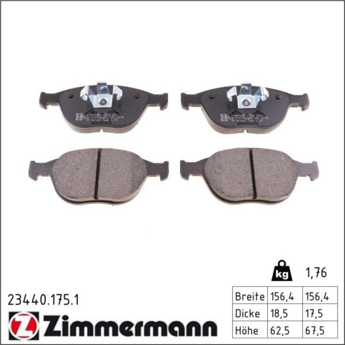 Zimmermann 23440.175.1 Bremsbelagsatz, Scheibenbremse