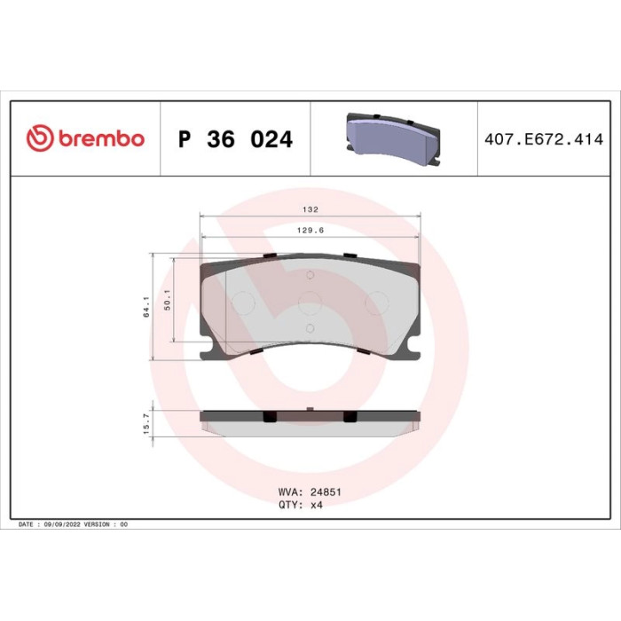 Brembo P 36 024 Bremsbelagsatz, Scheibenbremse PRIME LINE Brembo P 36 024 Bremsbelagsatz, Scheibenbremse PRIME LINE