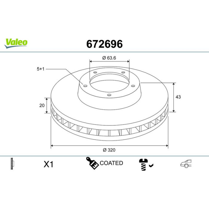 Valeo 672696 Bremsscheibe COATED Valeo 672696 Bremsscheibe COATED