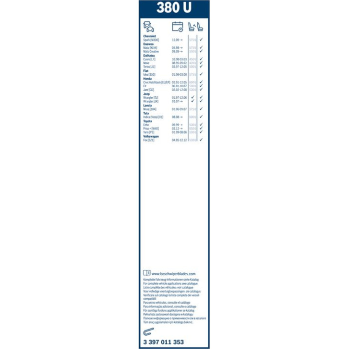 BOSCH 380 U Scheibenwischer Twin 3 397 011 353 BOSCH 380 U Scheibenwischer Twin 3 397 011 353