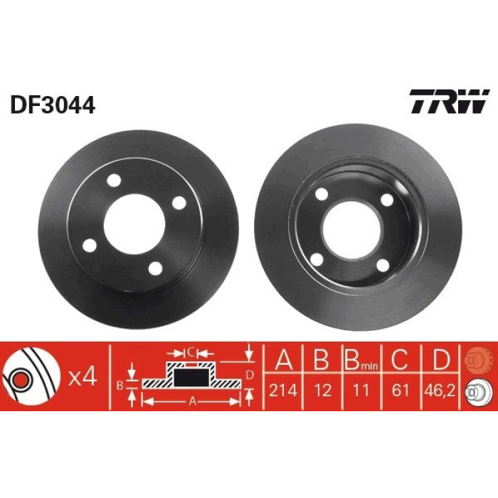 TRW DF3044 Bremsscheibe TRW DF3044 Bremsscheibe