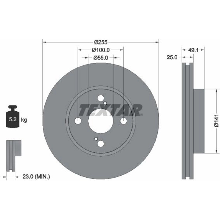 Textar 92125903 Bremsscheibe PRO Textar 92125903 Bremsscheibe PRO