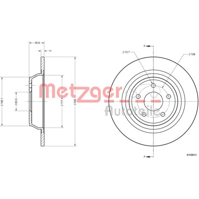 Metzger 6110813 Bremsscheibe Metzger 6110813 Bremsscheibe
