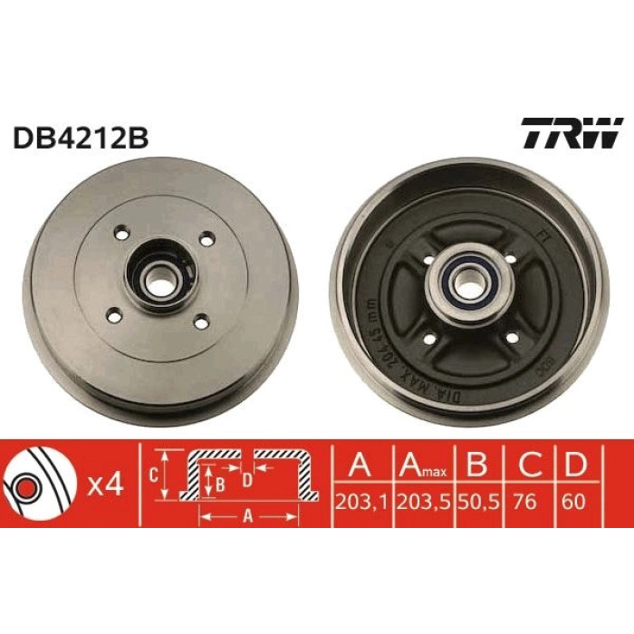 TRW DB4212B Bremstrommel TRW DB4212B Bremstrommel
