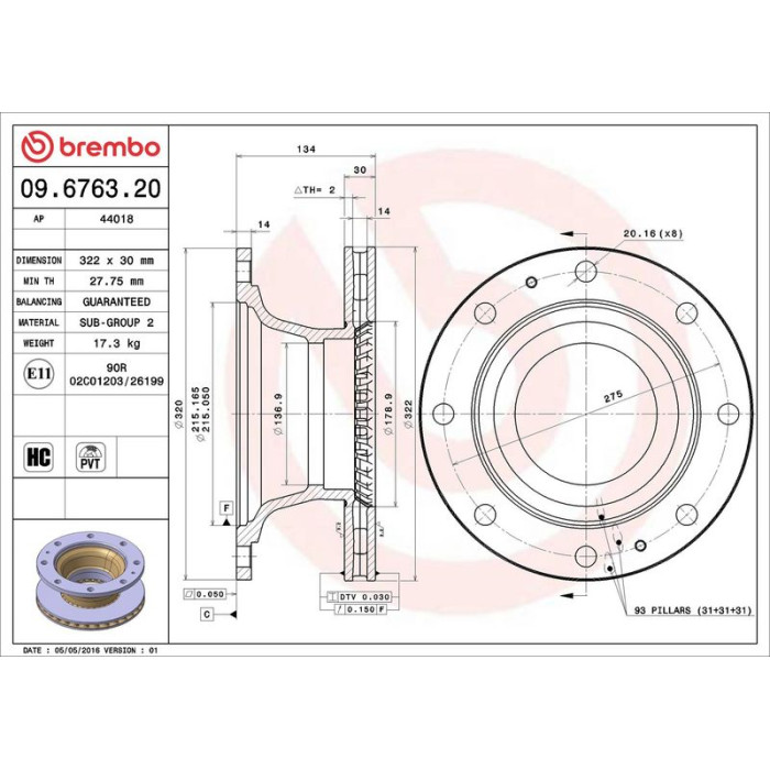 Brembo 09.6763.20 Bremsscheibe PRIME LINE