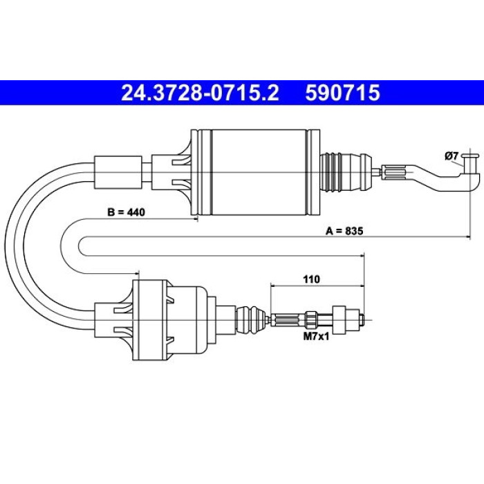 ATE 24.3728-0715.2 Seilzug, Kupplungsbetätigung ATE 24.3728-0715.2 Seilzug, Kupplungsbetätigung