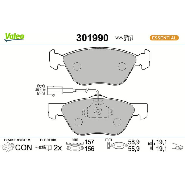 Valeo 301990 Bremsbelagsatz, Scheibenbremse ESSENTIAL Valeo 301990 Bremsbelagsatz, Scheibenbremse ESSENTIAL