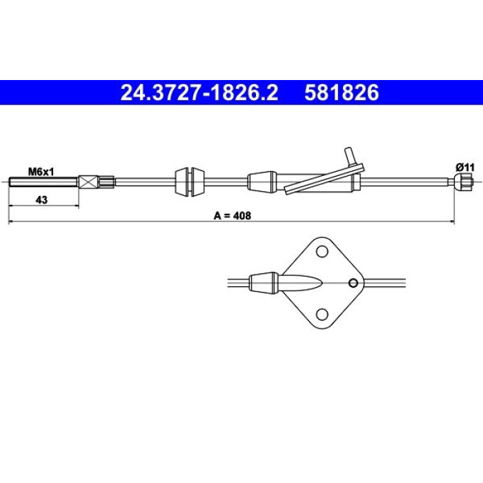ATE 24.3727-1826.2 Seilzug, Feststellbremse ATE 24.3727-1826.2 Seilzug, Feststellbremse