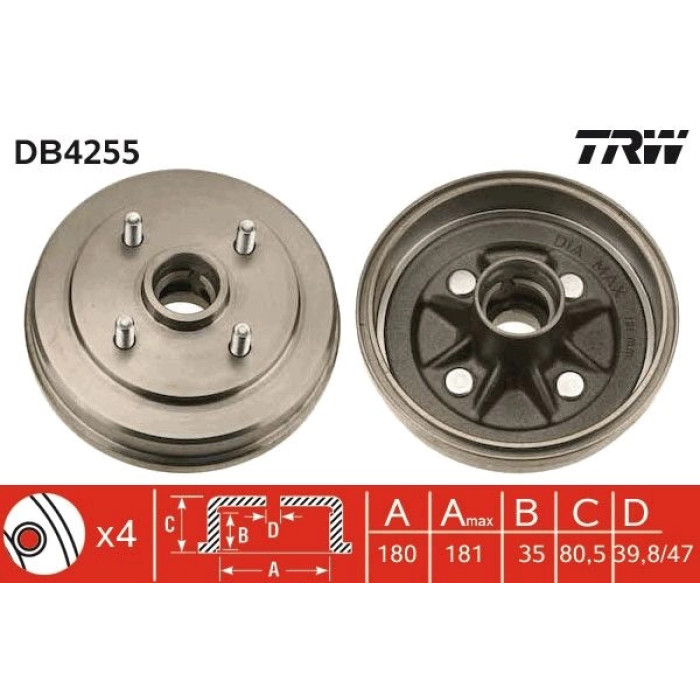 TRW DB4255 Bremstrommel TRW DB4255 Bremstrommel