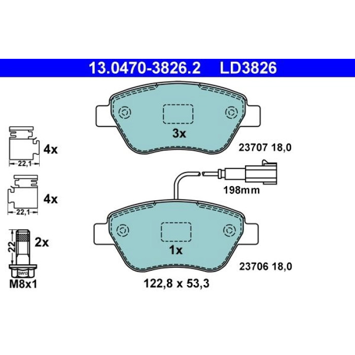 ATE 13.0470-3826.2 Bremsbelagsatz, Scheibenbremse Ceramic ATE 13.0470-3826.2 Bremsbelagsatz, Scheibenbremse Ceramic