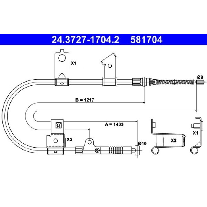 ATE 24.3727-1704.2 Seilzug, Feststellbremse ATE 24.3727-1704.2 Seilzug, Feststellbremse