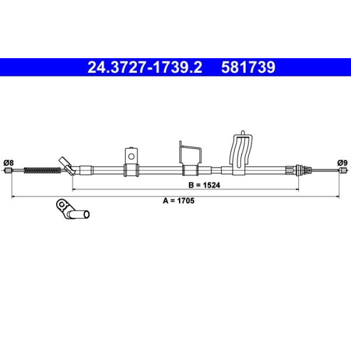 ATE 24.3727-1739.2 Seilzug, Feststellbremse ATE 24.3727-1739.2 Seilzug, Feststellbremse