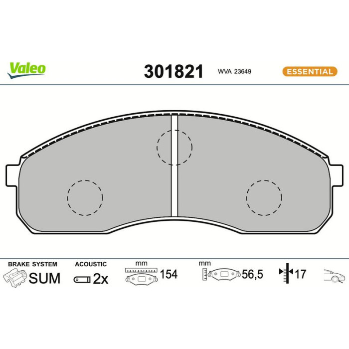 Valeo 301821 Bremsbelagsatz, Scheibenbremse ESSENTIAL Valeo 301821 Bremsbelagsatz, Scheibenbremse ESSENTIAL