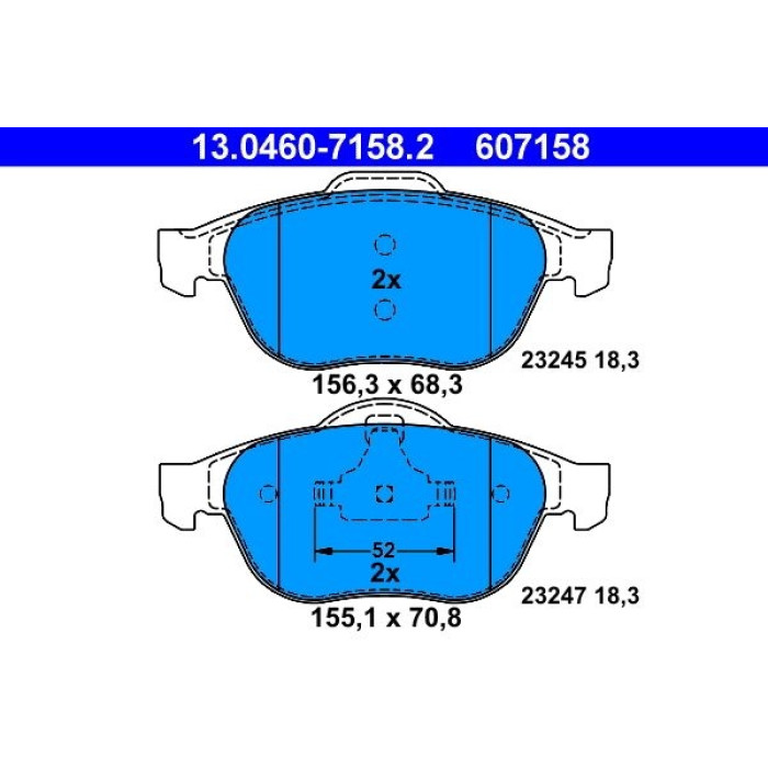 ATE 13.0460-7158.2 Bremsbelagsatz, Scheibenbremse ATE 13.0460-7158.2 Bremsbelagsatz, Scheibenbremse
