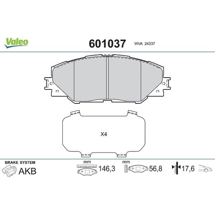 Valeo 601037 Bremsbelagsatz, Scheibenbremse Valeo 601037 Bremsbelagsatz, Scheibenbremse