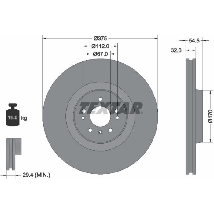 Textar 92176603 Bremsscheibe PRO Textar 92176603 Bremsscheibe PRO