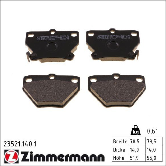 Zimmermann 23521.140.1 Bremsbelagsatz, Scheibenbremse Zimmermann 23521.140.1 Bremsbelagsatz, Scheibenbremse